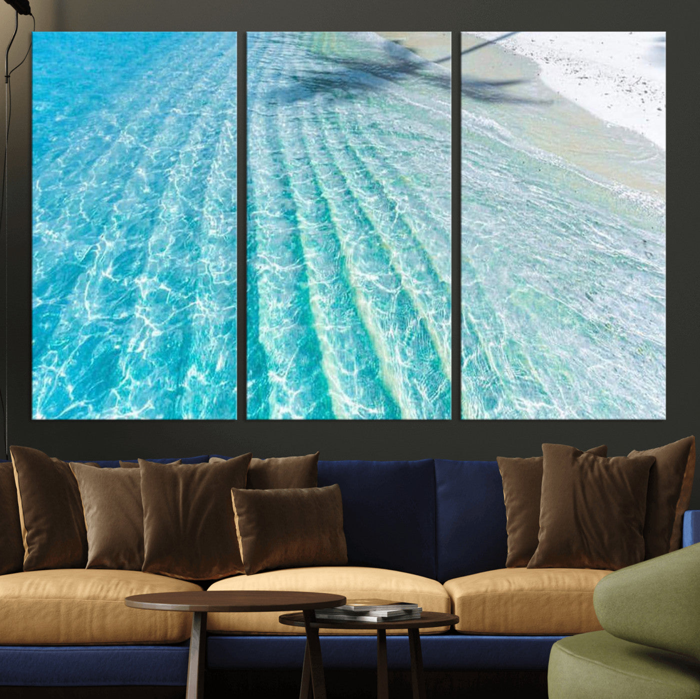 46233906-MGV-CV-36X24 - Serene Clear Blue Ocean Water Canvas Wall Art – Soft White Sand Shore Coastal Print for Home Decor, Relaxation, and Tranquil Vibes