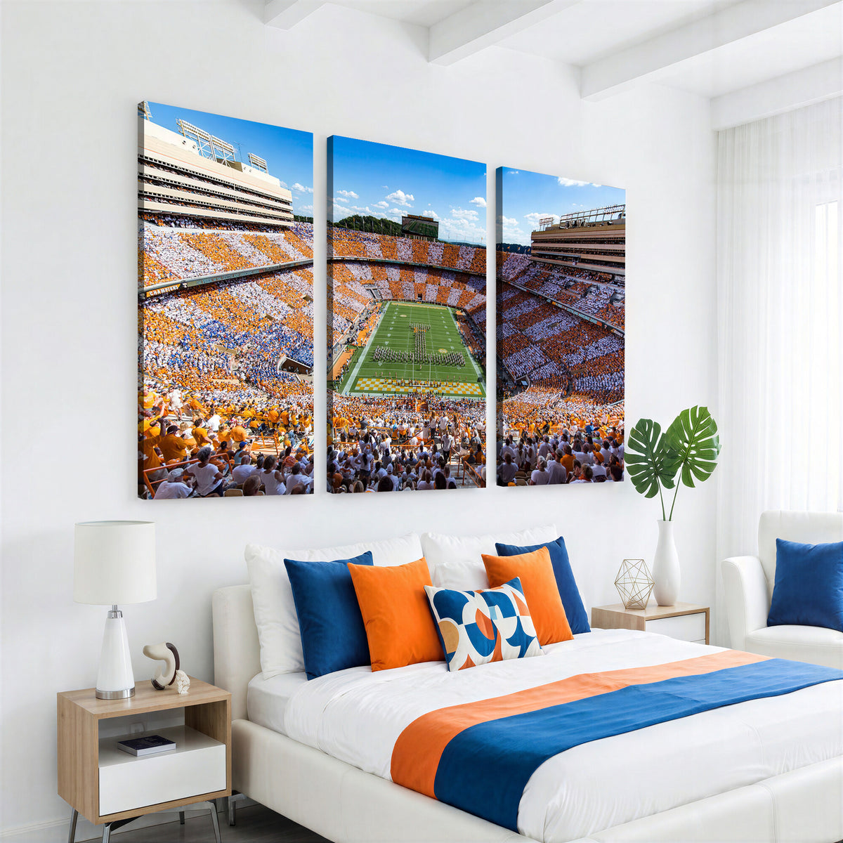 77097951-MGV-CV-36X24 - Tennessee Neyland Stadium Wall Art – Checkerboard Game Day Panoramic Canvas Print, College Football Decor for Home, Office, or Man Cave