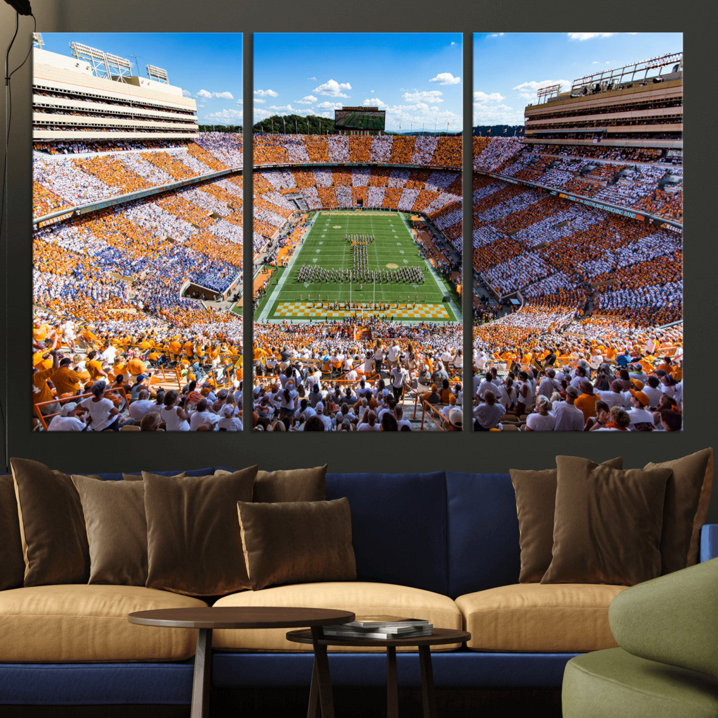 64238859-MGV-CV-48X32-3P-Tennessee Neyland Stadium Wall Art Print, Sports Arena Canvas Wall Art, Panoramic Stadium Canvas Print, Modern Athletic Field Art Printing
