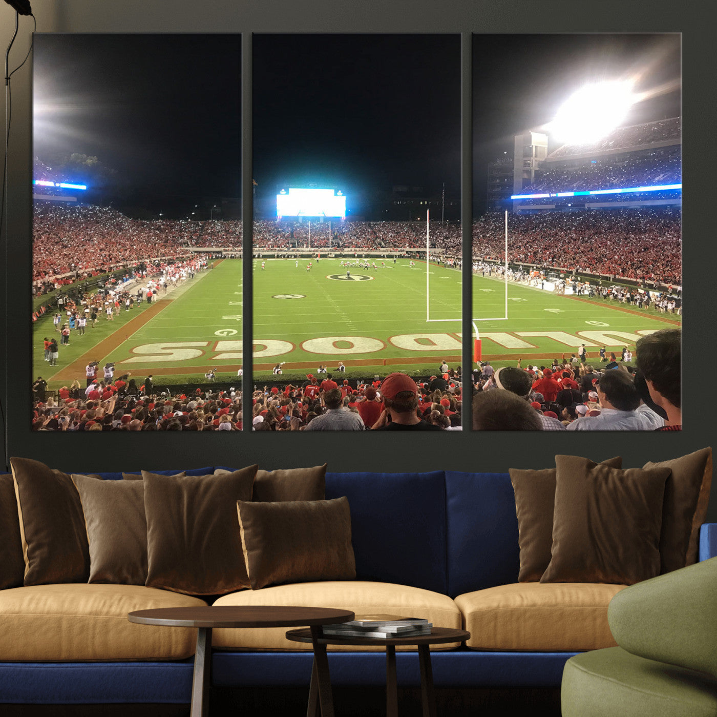 16230786-MGV-CV-48X32-3P-Dooley Stadium Wall Art, Sports Arena Panoramic Canvas Print, Modern Stadium Artwork for Home, Living Room, Office