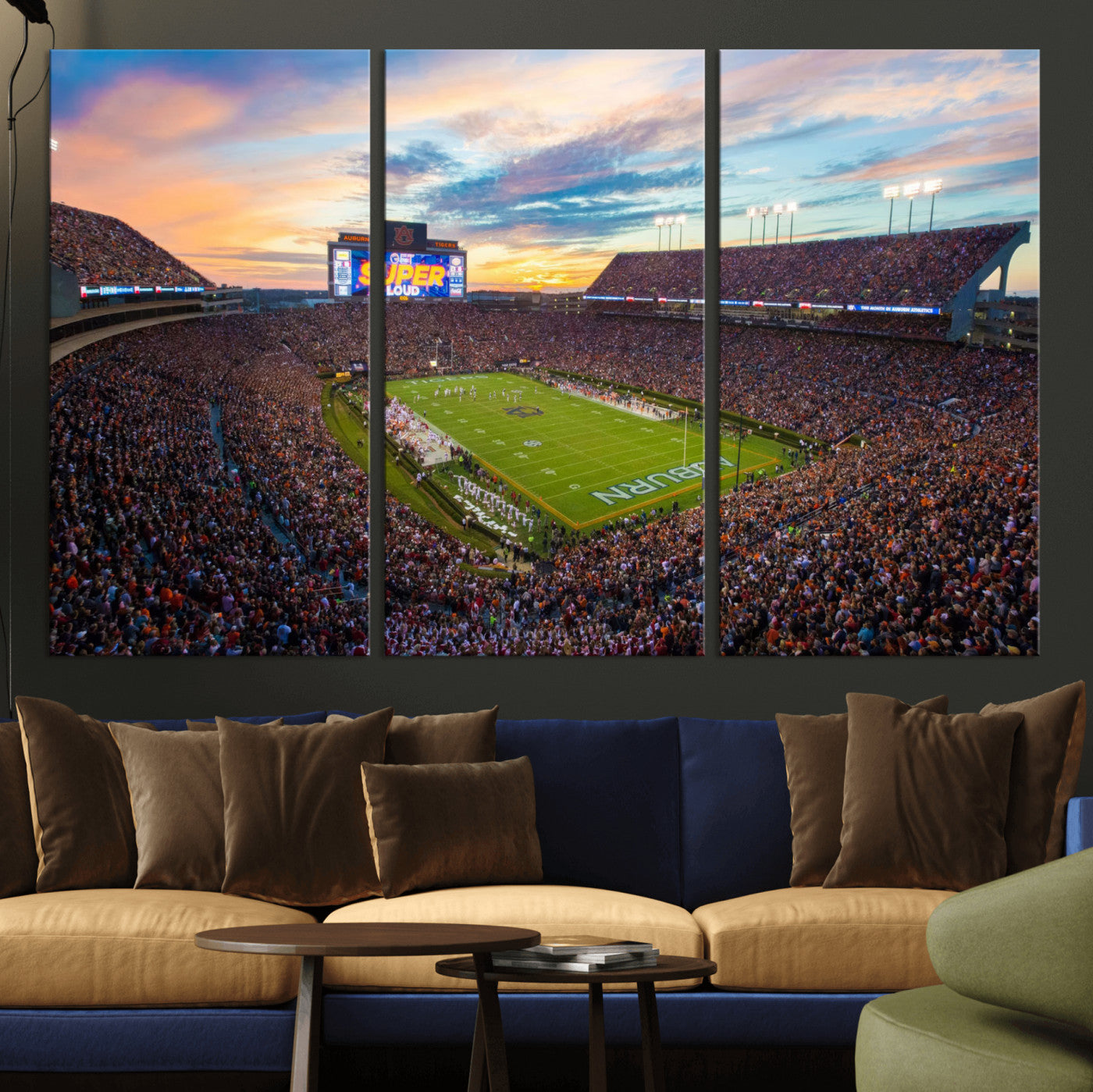 29755746-MGV-CV-36X24-Jordan-Hare Stadium Wall Art Canvas Print, Football Stadium Aerial View, College Sports Art for Man Cave or Game Room