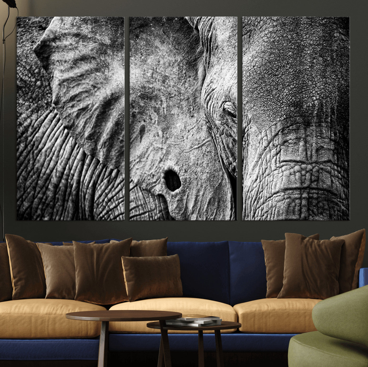 51030-MGV-CV-48X32-3P-Wild Old Elephant Wall Art Canvas Print