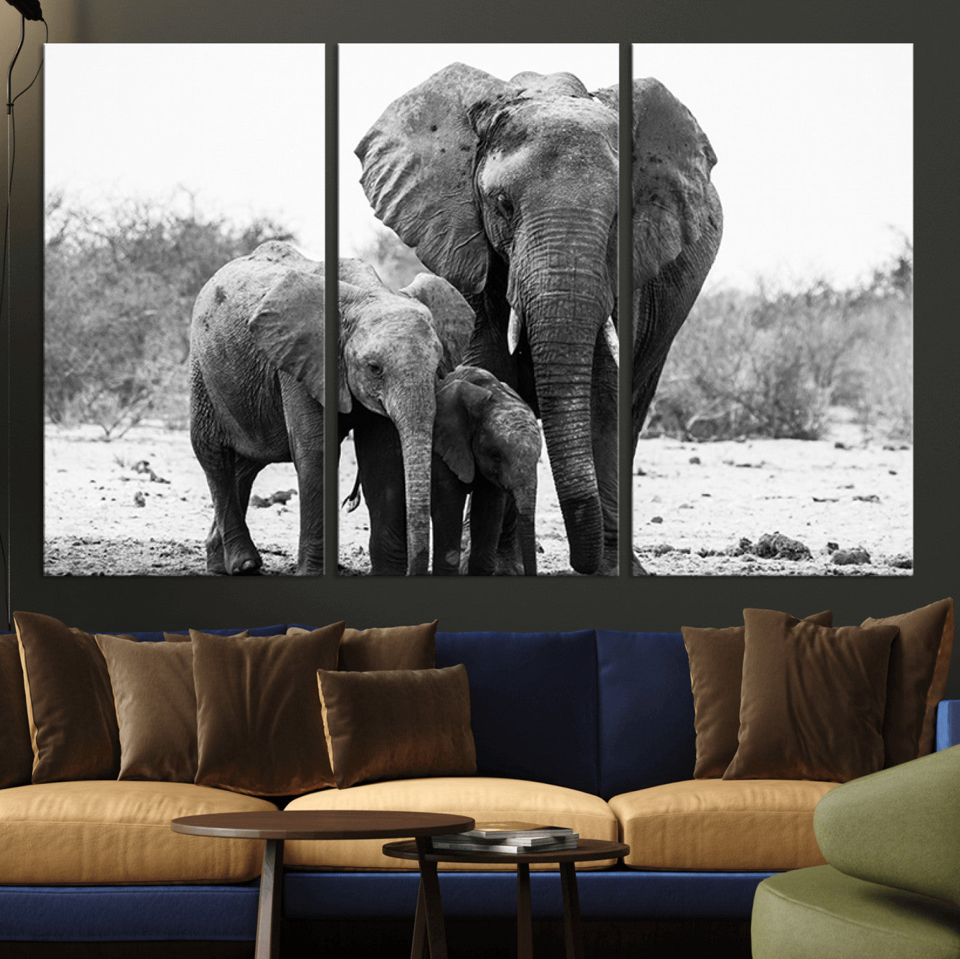 75636-MGV-CV-36X24-Elephant Family Africa Wall Art Canvas Print