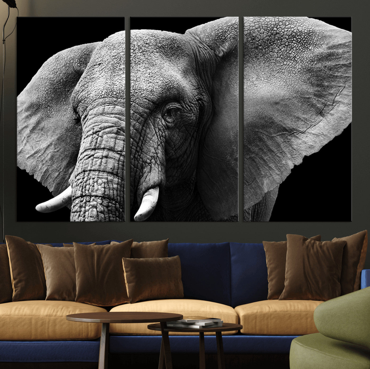 MGV-CV-48X32-3P - Big Elephant Close Up Wall Art Canvas Print
