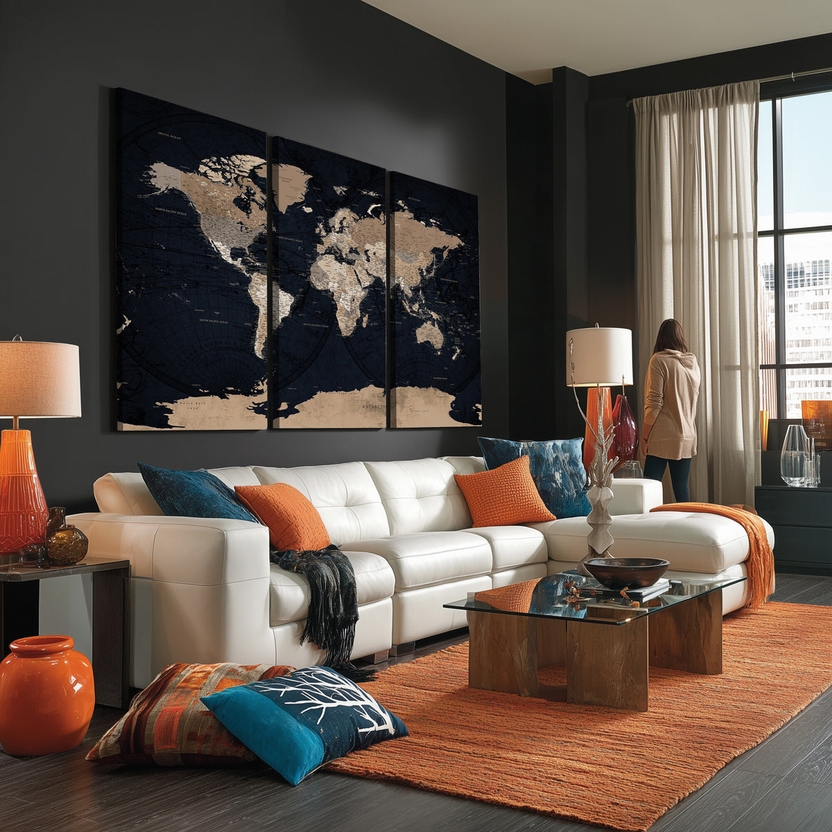 25812727-MGV-CV-36X24 - Grunge Wall Art World Map Canvas Print