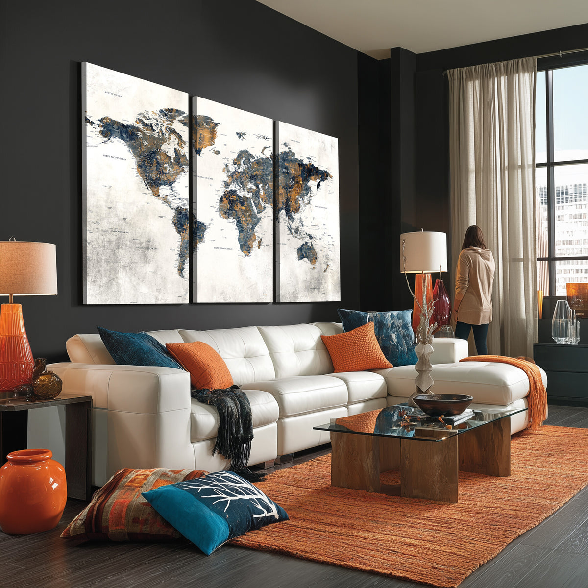 52451147-MGV-CV-36X24 - World Map Wall Art Canvas Print for Office Wall Decor