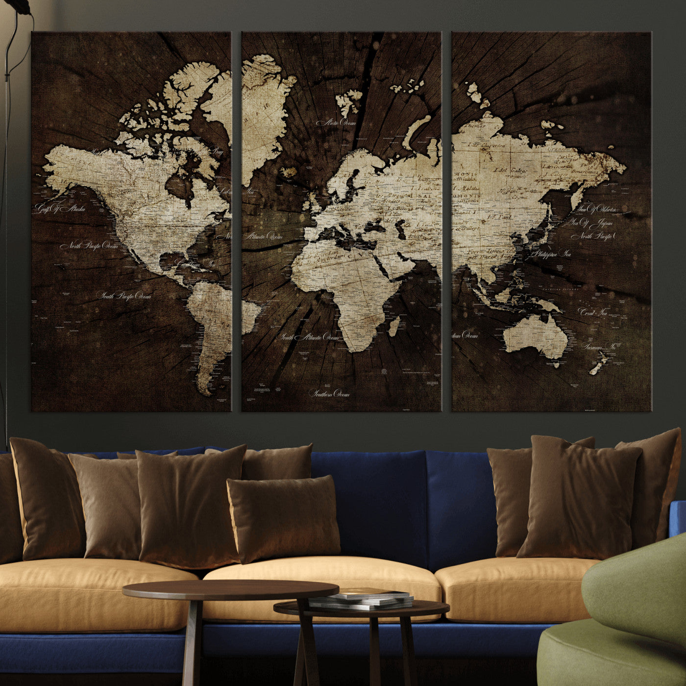 40991509-MGV-CV-36X24 - World Map Wall Art Canvas Print, Modern Decorative Framed Map Artwork Prints for Living Room, Office, Bedroom Wall Decor