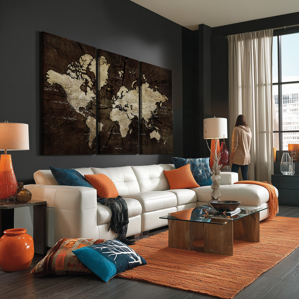 40991509-MGV-CV-36X24 - World Map Wall Art Canvas Print, Modern Decorative Framed Map Artwork Prints for Living Room, Office, Bedroom Wall Decor