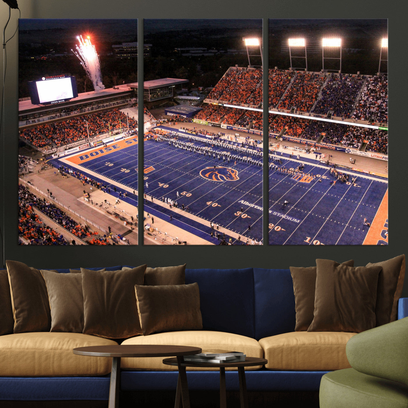 58849575-MGV-CV-36X24 - Boise State Stadium Large Wall Art Canvas Print for Living Room Office Wall Decor