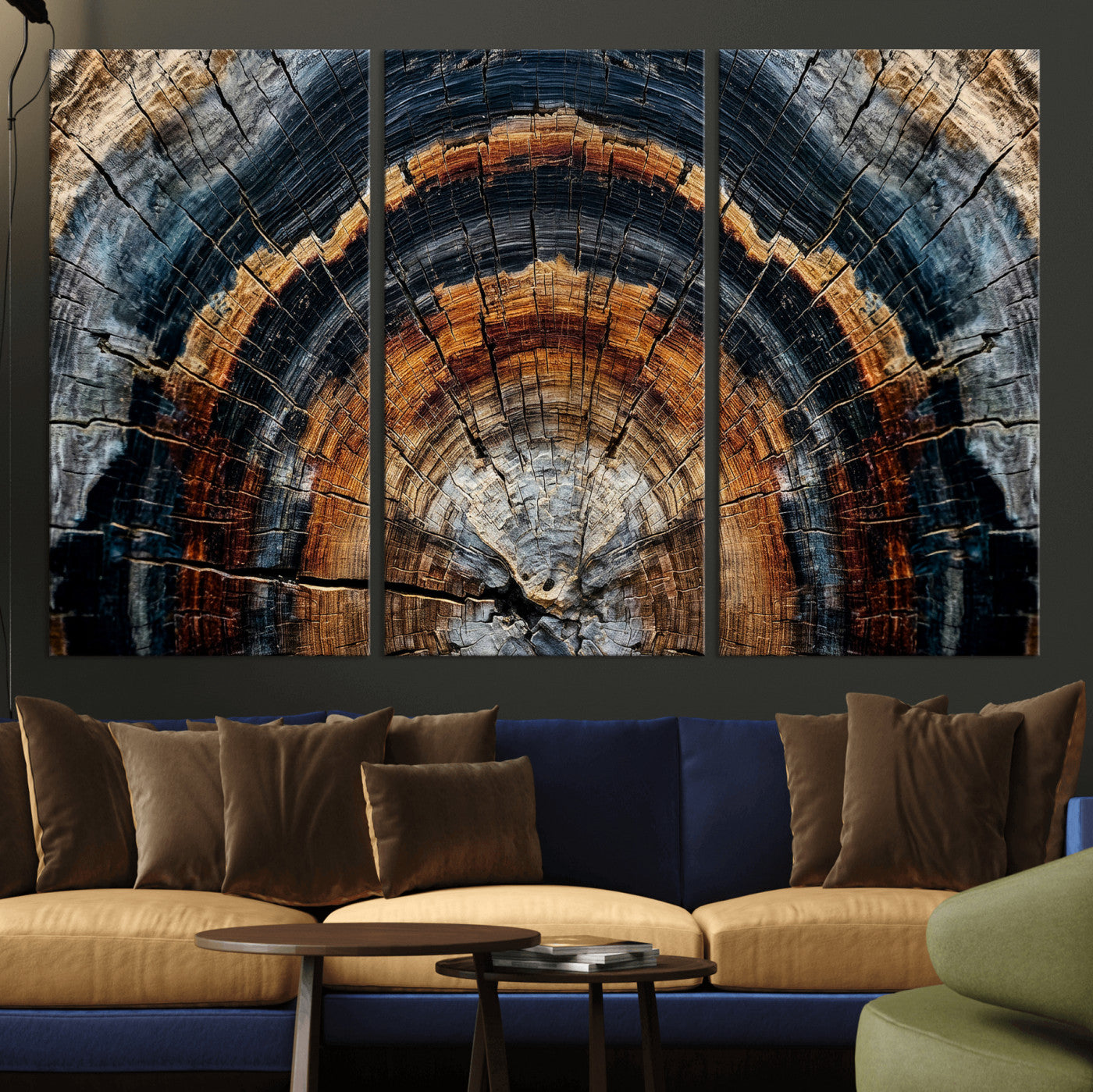 92693966A-MGV-CV-36X24 - Abstract Wood Grain Canvas Print, Tree Ring Pattern Wall Art, Framed Canvas Ready to Hang