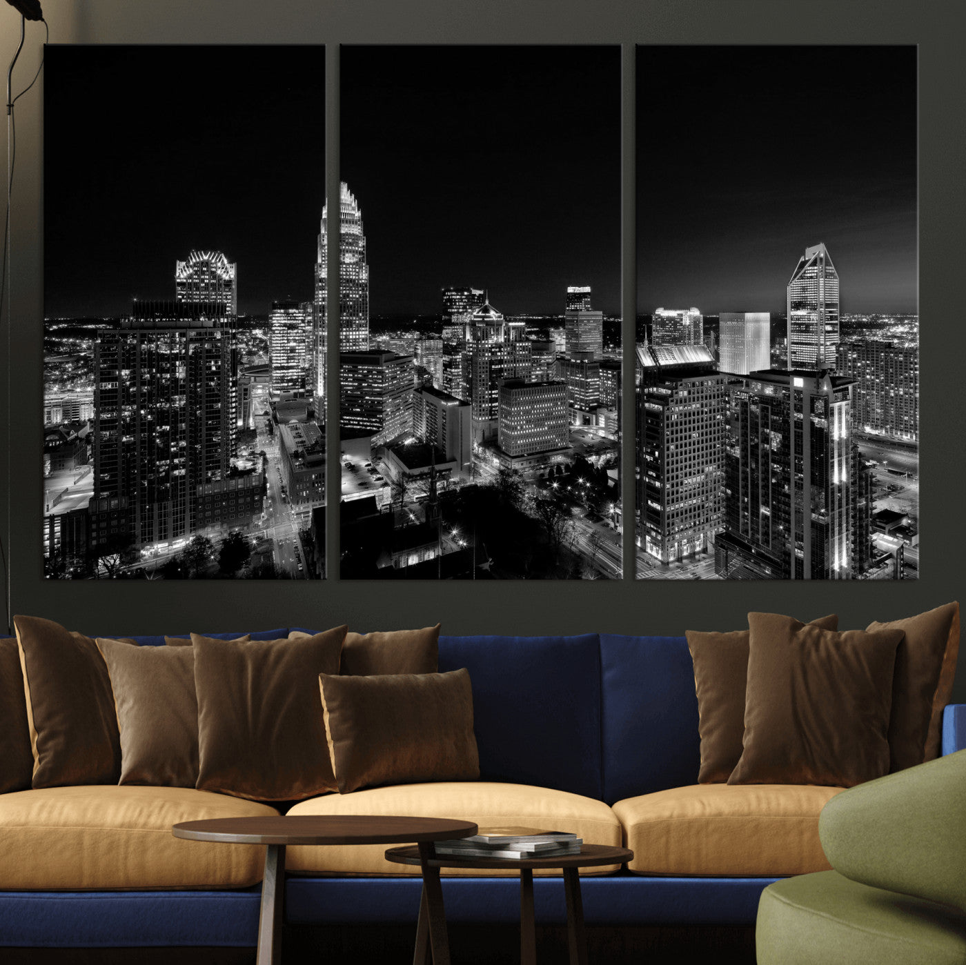 68329345-MGV-CV-36X24 - Atlanta Skyline Wall Art Canvas Print, Atlanta Downtown Night Cityscape Print for Modern Urban Wall Decor