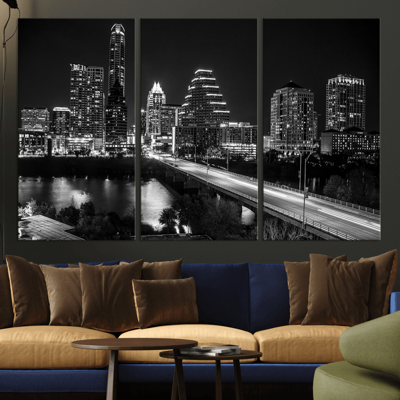 37531750-MGV-CV-36X24 - Austin Skyline Wall Art Canvas Print, Austin Downtown Night Cityscape Print for Modern Urban Wall Decor