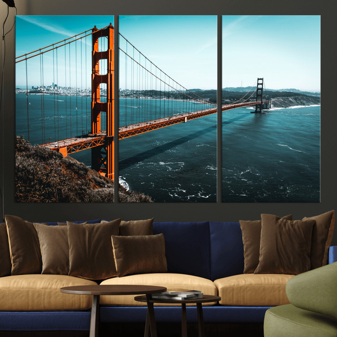 73996404-MGV-CV-36X24 - Golden Gate Bridge Wall Art Canvas Print – San Francisco Landmark Photography Artwork Print for Living Room, Office, and Modern Decor