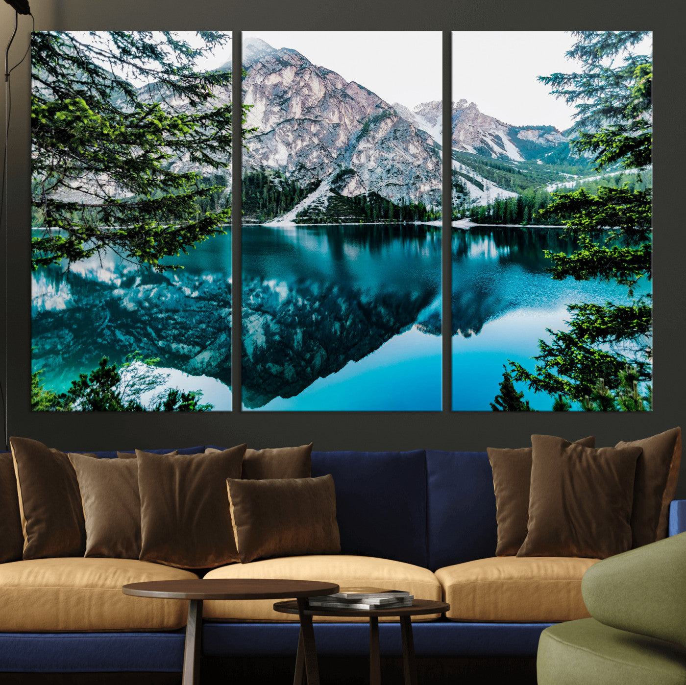 61202865-MGV-CV-36X24 - Alpine Mountain Lake Wall Art Canvas Print – Turquoise Reflection Landscape Photography Artwork Print for Living Room, Cabin, and Nature Home Decor