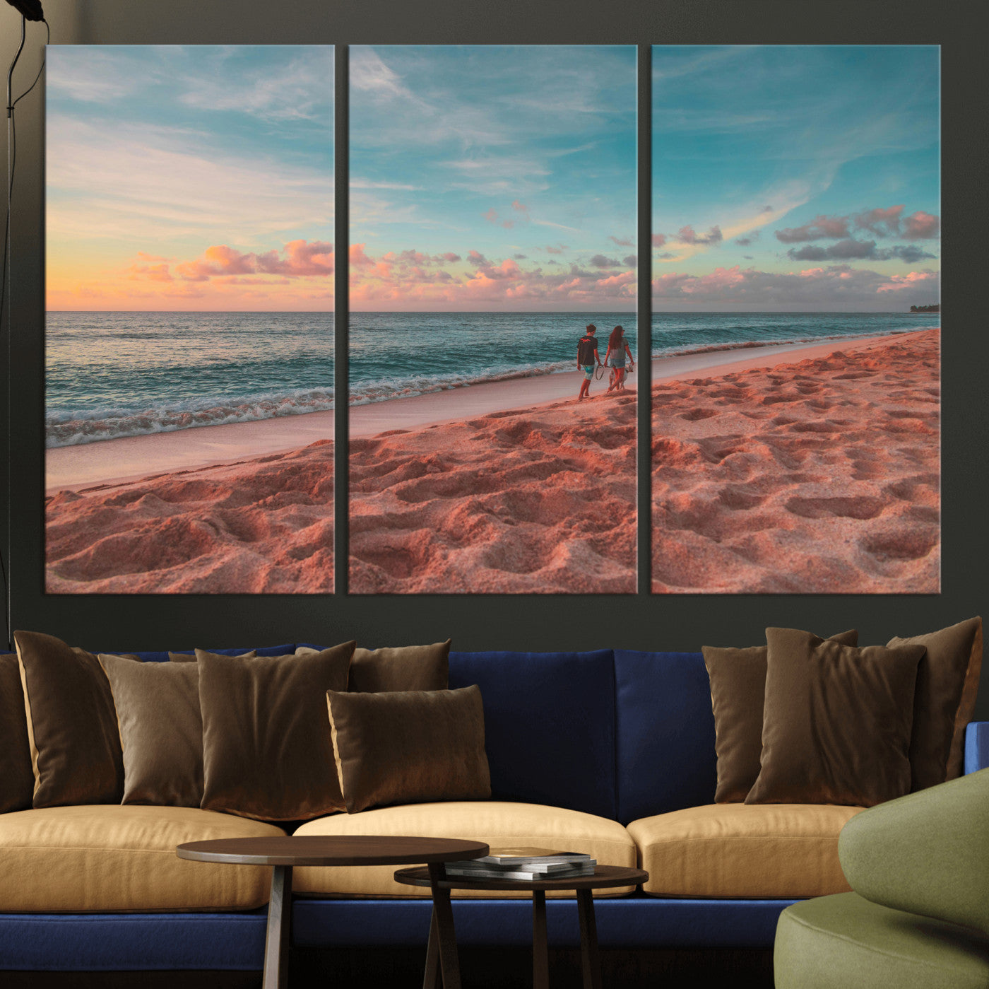 44501307-MGV-CV-36X24 - Pastel Beach Walk Wall Art Canvas Print – Soft Coastal Photography Artwork Print for Bedroom, Living Room, and Serene Home Decor