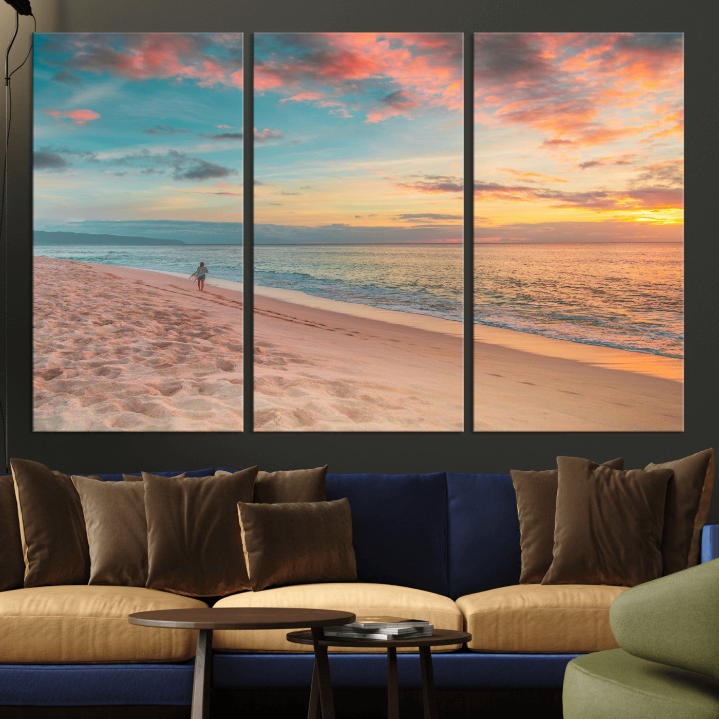 24511398-MGV-CV-36X24 - Beach Walk Wall Art Canvas Print – Soft Coastal Photography Artwork Print for Bedroom, Living Room, and Serene Home Decor