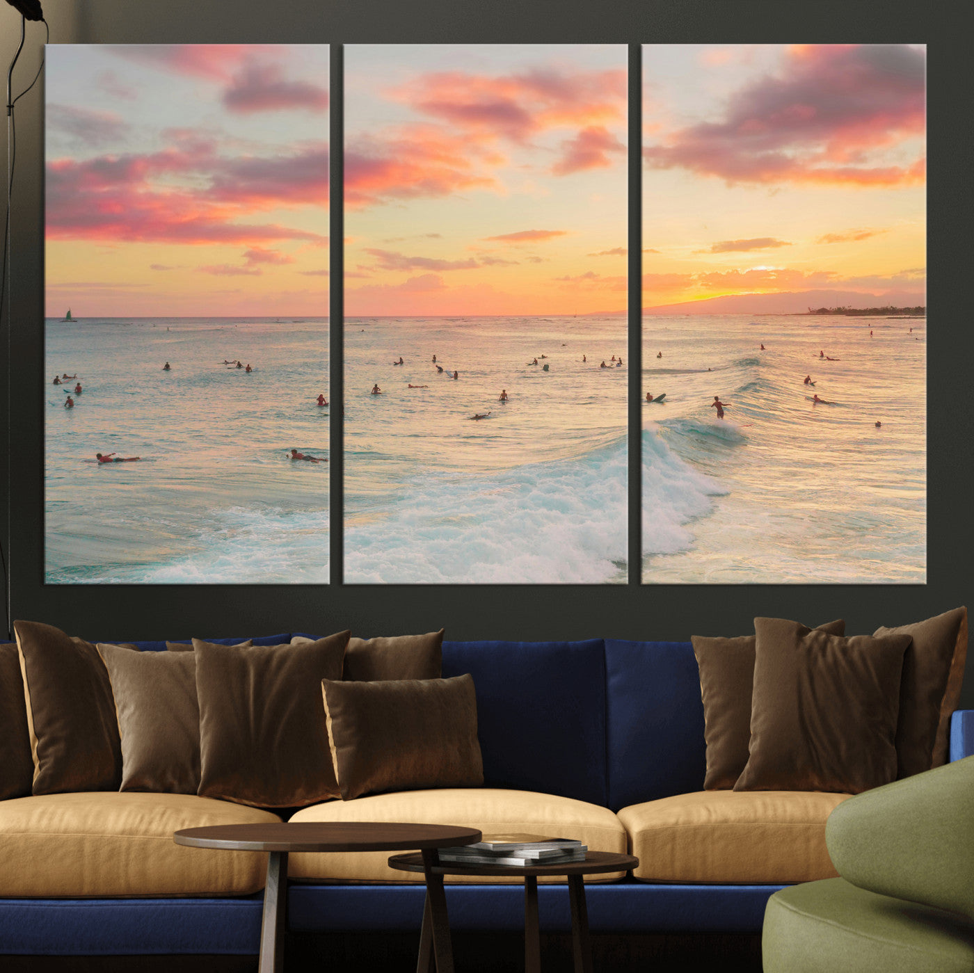 15069854-MGV-CV-36X24 - Sunset Beach Wall Art Canvas Print – Soft Coastal Photography Artwork Print for Bedroom, Living Room, and Serene Home Decor