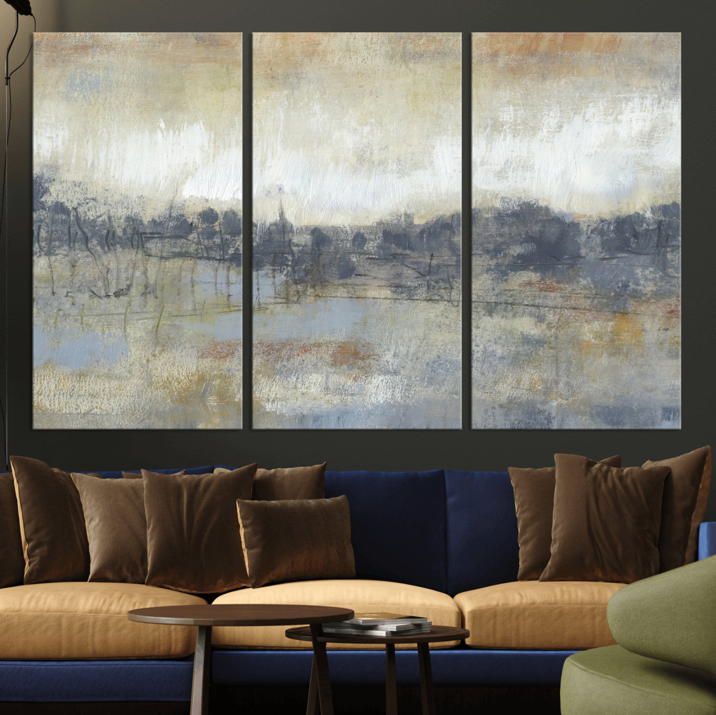 73973590-MGV-CV-36X24 - Abstract Neutral Landscape Painting Wall Art Canvas Print, Modern Minimal Texture Horizon Canvas Print, Beige Gray Contemporary Abstract Art Printing