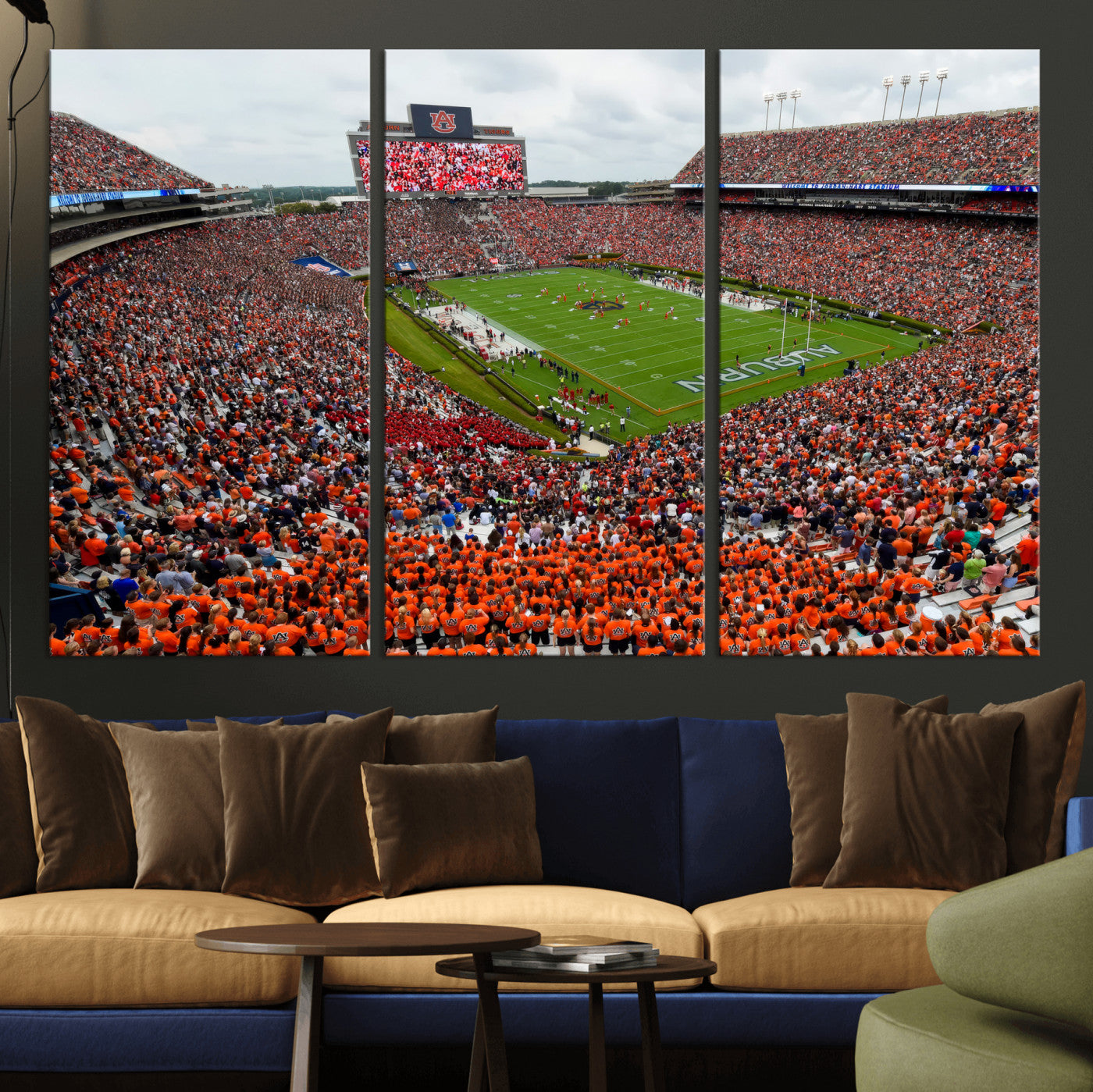 82562490-MGV-CV-36X24 - Auburn Stadium Sunset Wall Art Canvas Print, Jordan Hare Stadium Game Day Crowd, Auburn Tigers Football Artwork