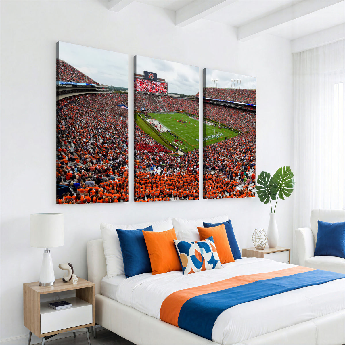 82562490-MGV-CV-36X24 - Auburn Stadium Sunset Wall Art Canvas Print, Jordan Hare Stadium Game Day Crowd, Auburn Tigers Football Artwork