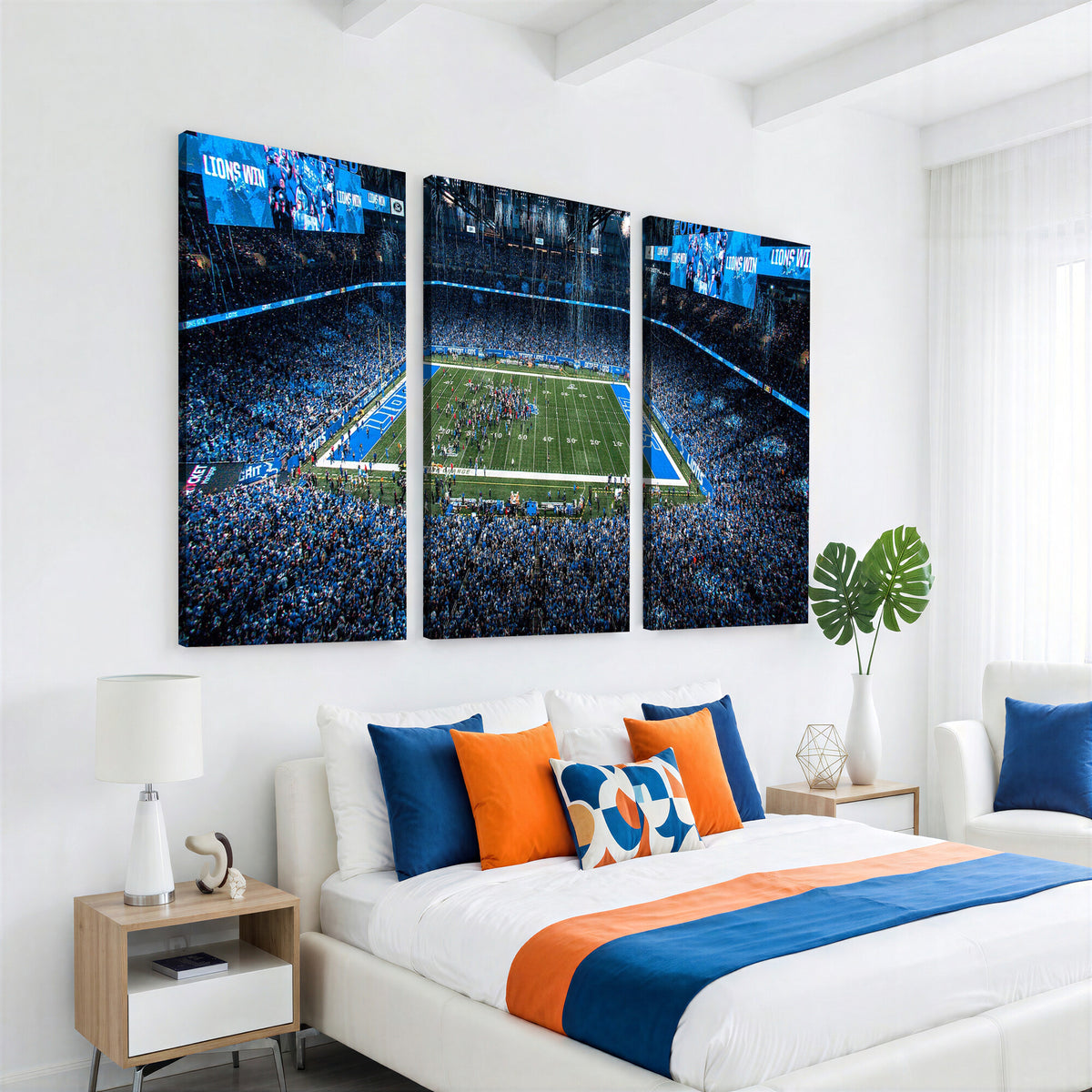 80882005-MGV-CV-36X24 - Detroit Lions Stadium Wall Art Canvas Print, Football Field Panorama