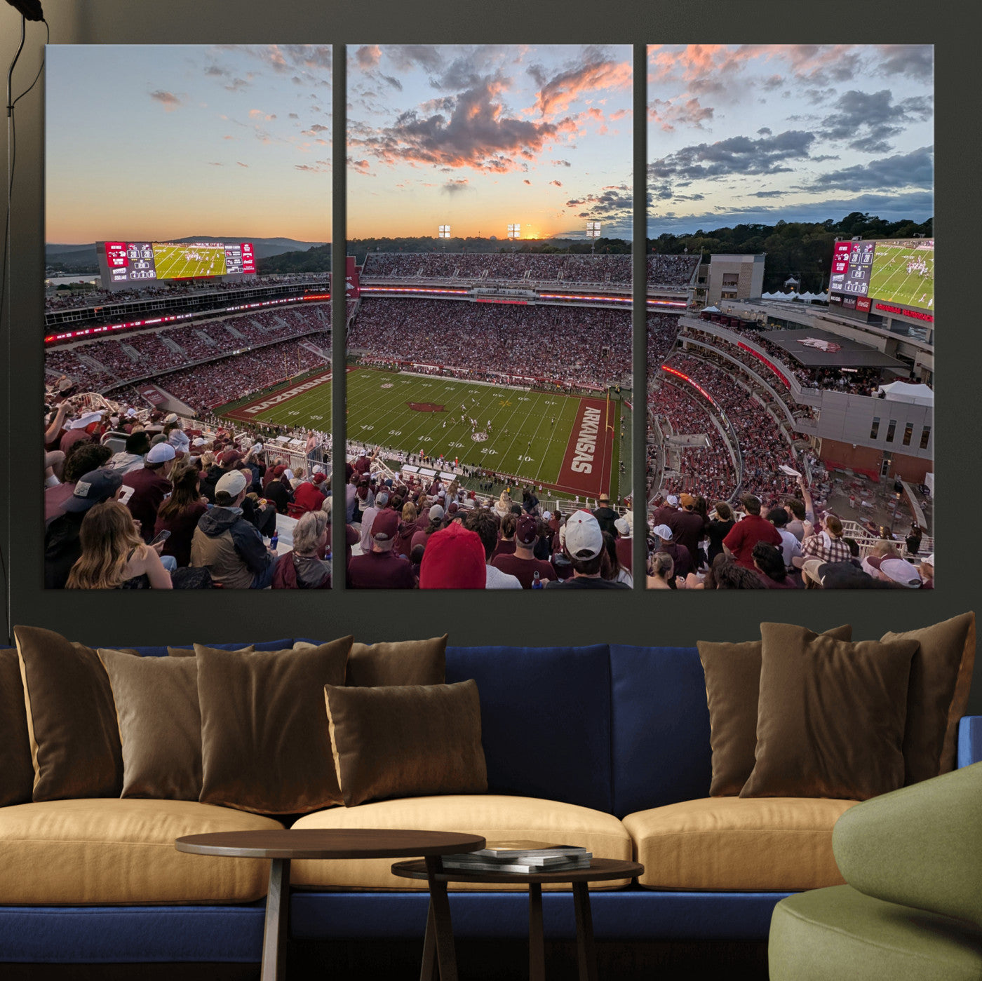 71837429-MGV-CV-36X24 - Donald W. Reynolds Razorback Stadium Wall Art Canvas Print – Arkansas Razorbacks Football Artwork for Home, Office, and Sports Room Decor