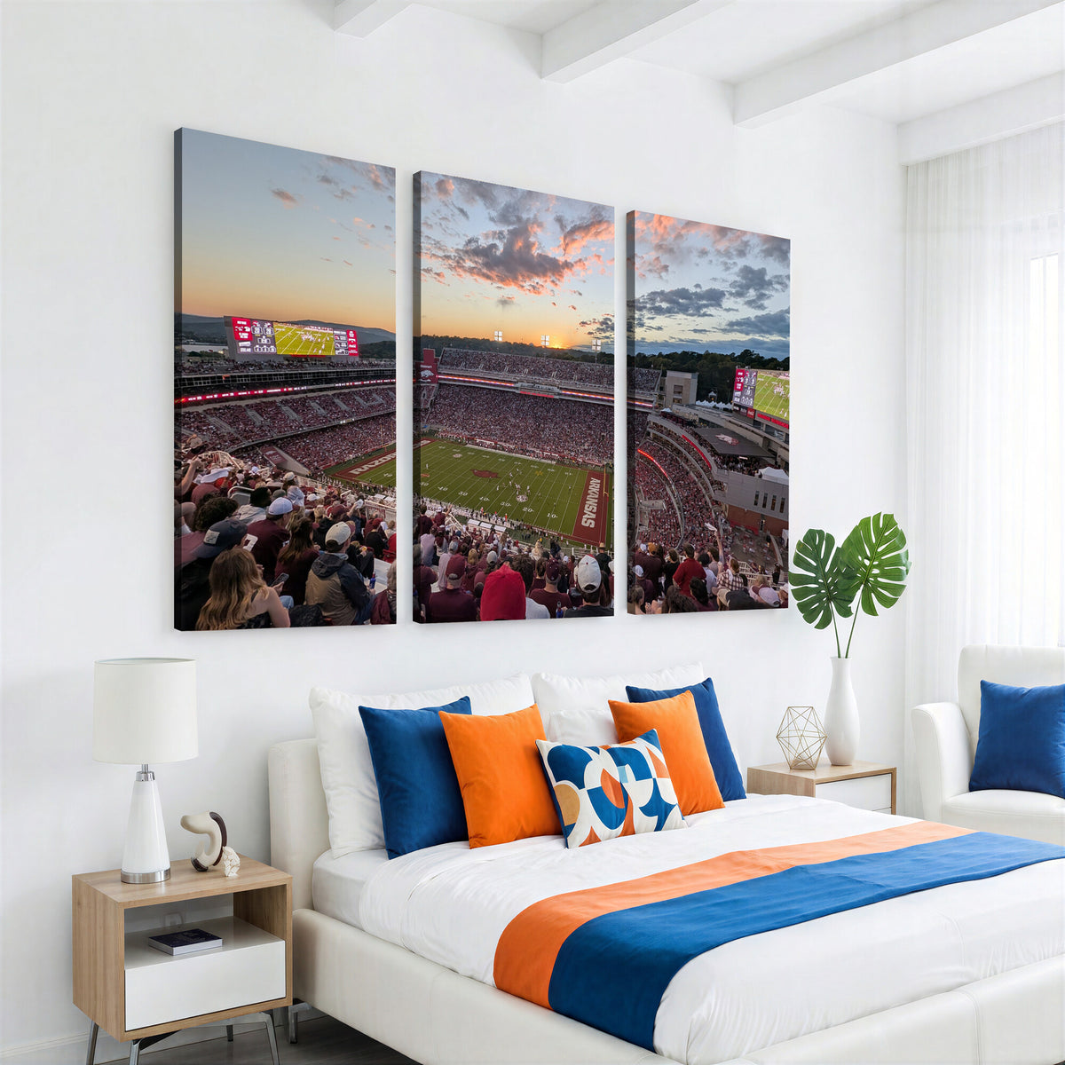 71837429-MGV-CV-36X24 - Donald W. Reynolds Razorback Stadium Wall Art Canvas Print – Arkansas Razorbacks Football Artwork for Home, Office, and Sports Room Decor
