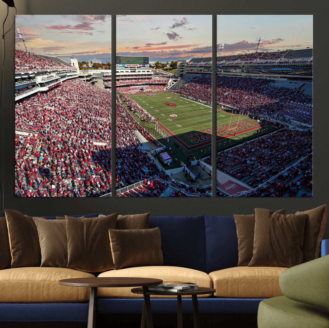 46571211-MGV-CV-36X24 - Donald W. Reynolds Razorback Stadium Wall Art Canvas Print – Arkansas Razorbacks Football Artwork for Home, Office, and Sports Room Decor
