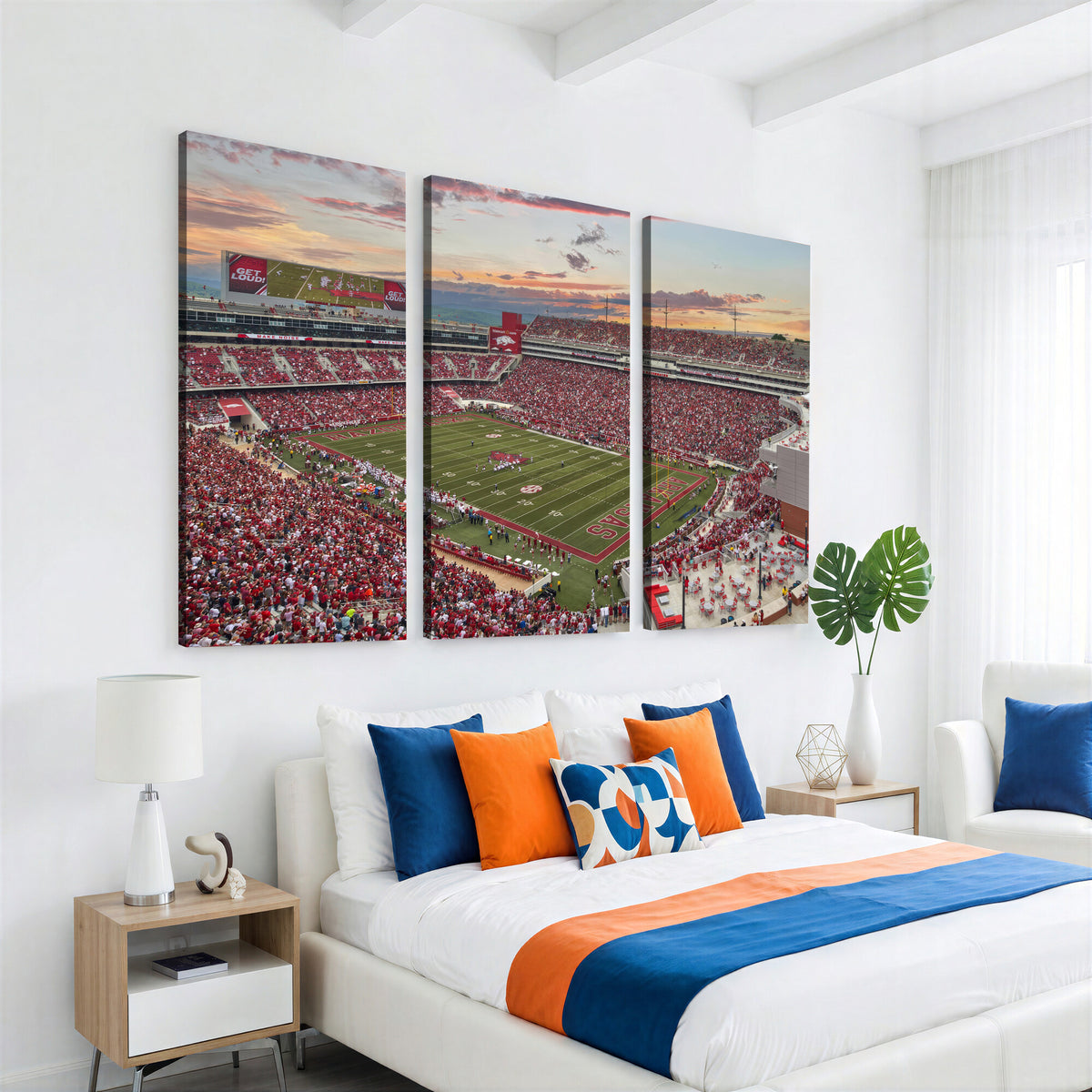82233065-MGV-CV-36X24 - Donald W. Reynolds Razorback Stadium Wall Art Canvas Print – Arkansas Razorbacks Football Artwork for Home, Office, and Sports Room Decor