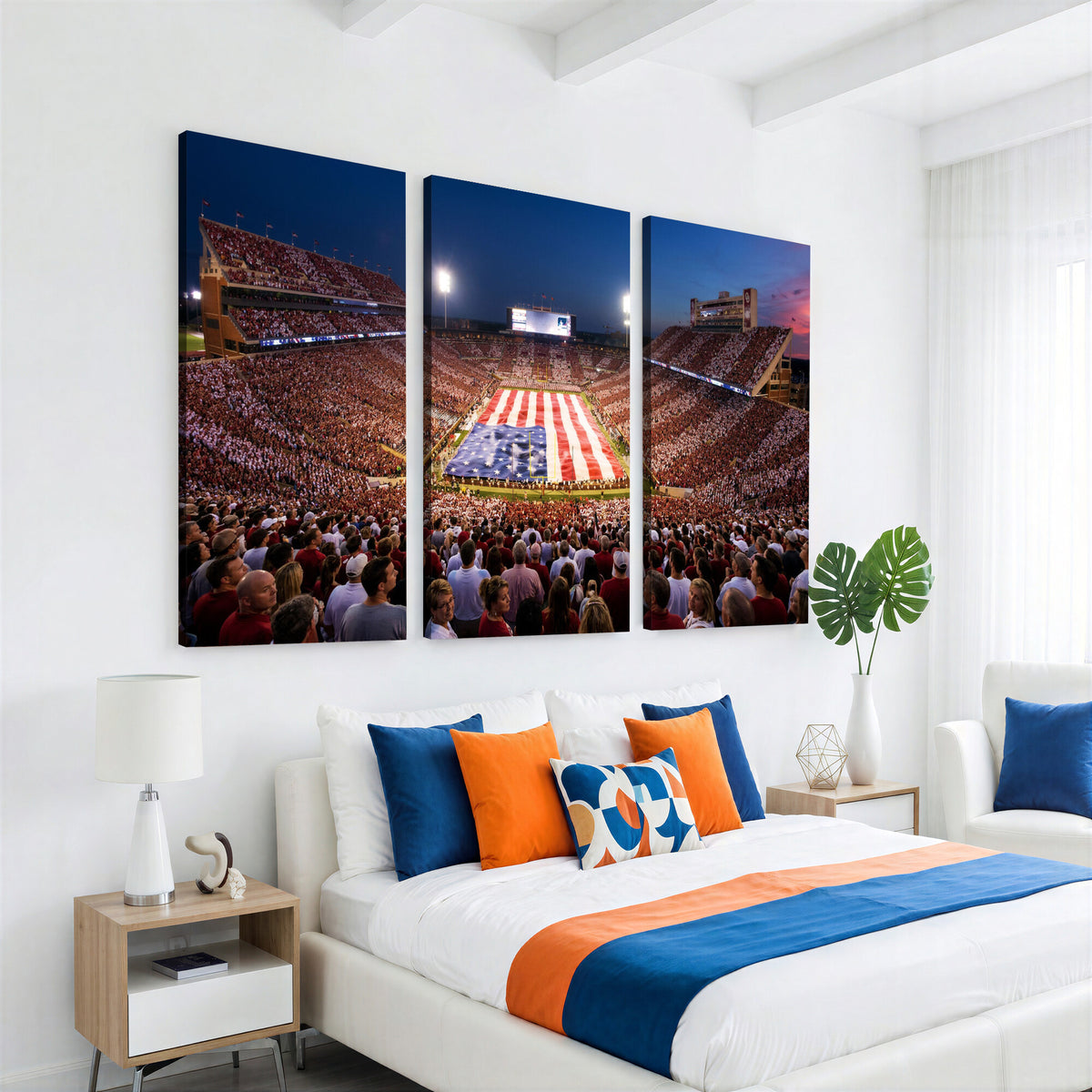 59917418-MGV-CV-36X24 - Oklahoma Memorial Stadium Wall Art Canvas Print | Oklahoma Sooners Football Artwork for Home, Office, and Sports Room Decor