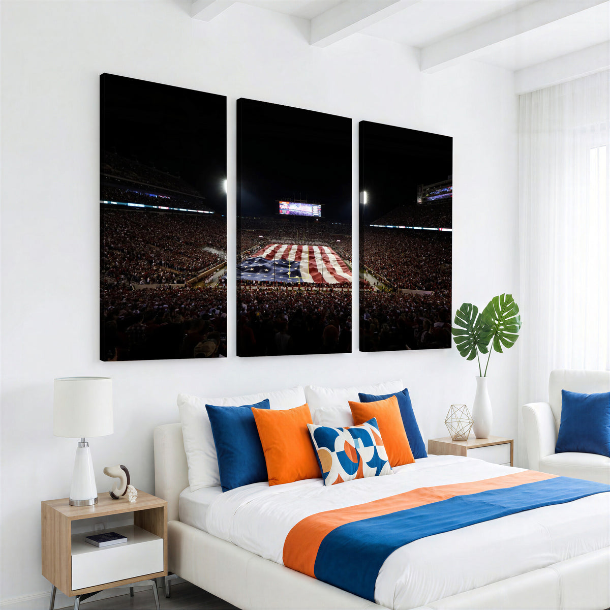 98418189-MGV-CV-36X24 - Oklahoma Memorial Stadium Wall Art Canvas Print – Oklahoma Sooners Football Artwork for Home, Office, and Sports Room Decor