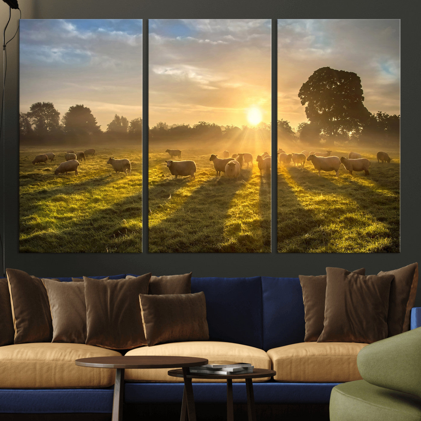 70307422-MGV-CV-36X24 - Sheep Pasture Wall Art Canvas Print – Rural Farm Animal Artwork