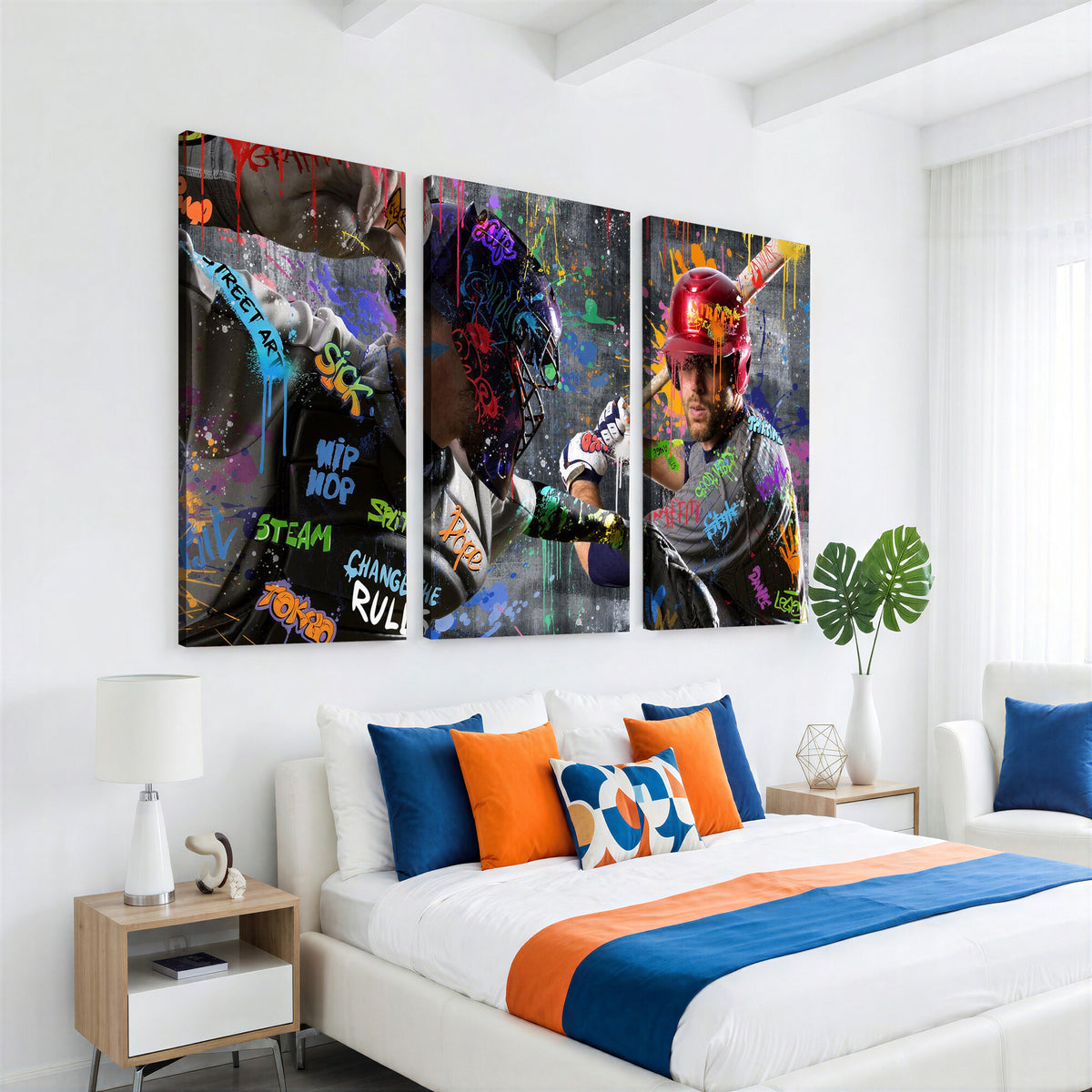 19634994-MGV-CV-36X24 - Graffiti Baseball Player Street Art Wall Art Canvas Print