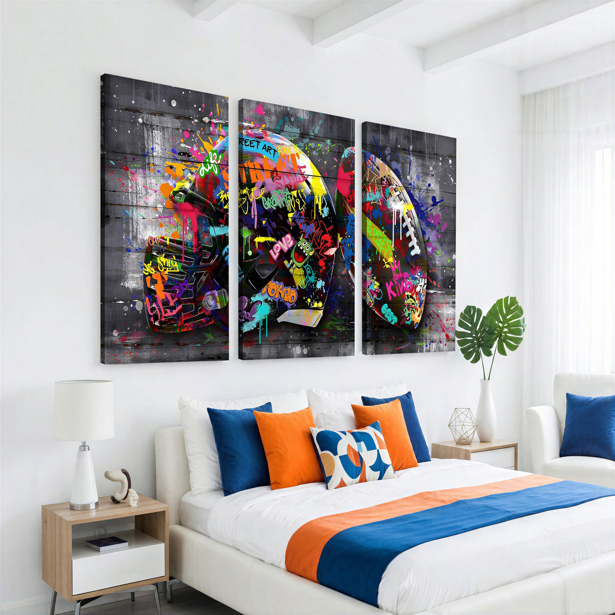 80540773-MGV-CV-36X24 - Graffiti American Football Helmet Street Art Wall Art Canvas Print