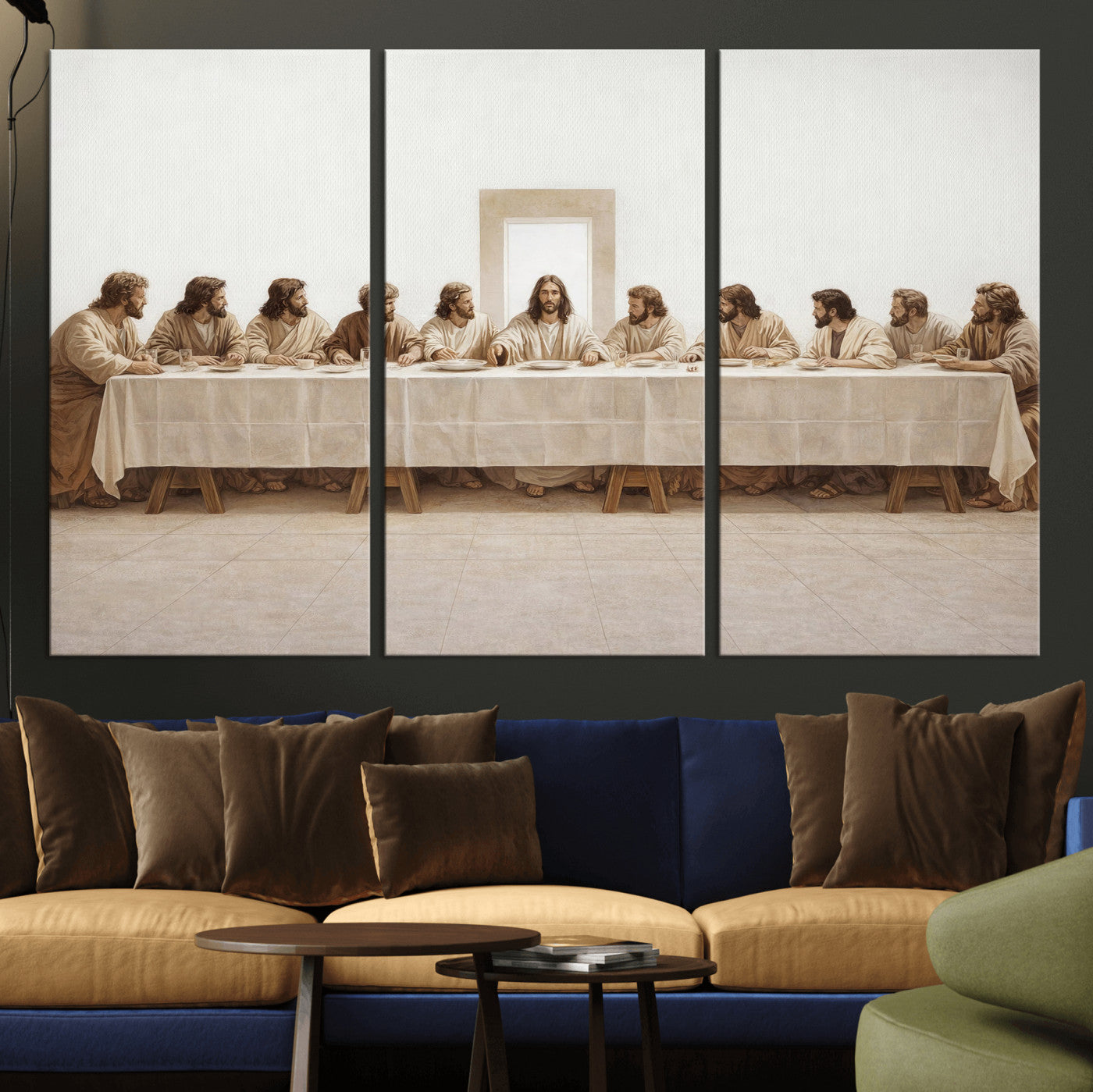 76380069-MGV-CV-36X24 - The Last Supper Wall Art Canvas Print, Jesus Christ Biblical Scene Canvas Print, Christian Religious Artwork for Church Living Room Decor