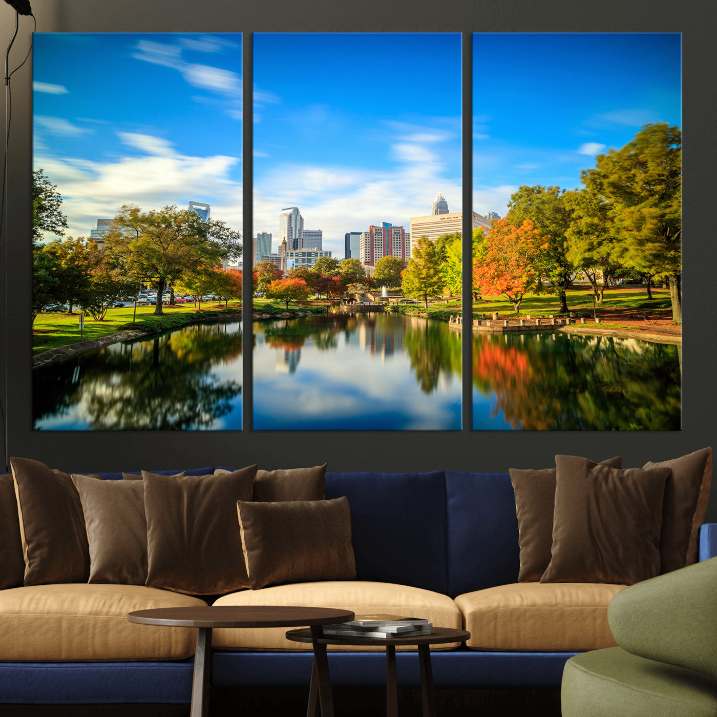83254720-MGV-CV-36X24 - Charlotte Skyline Canvas Wall Art Print – North Carolina Cityscape Photography Print