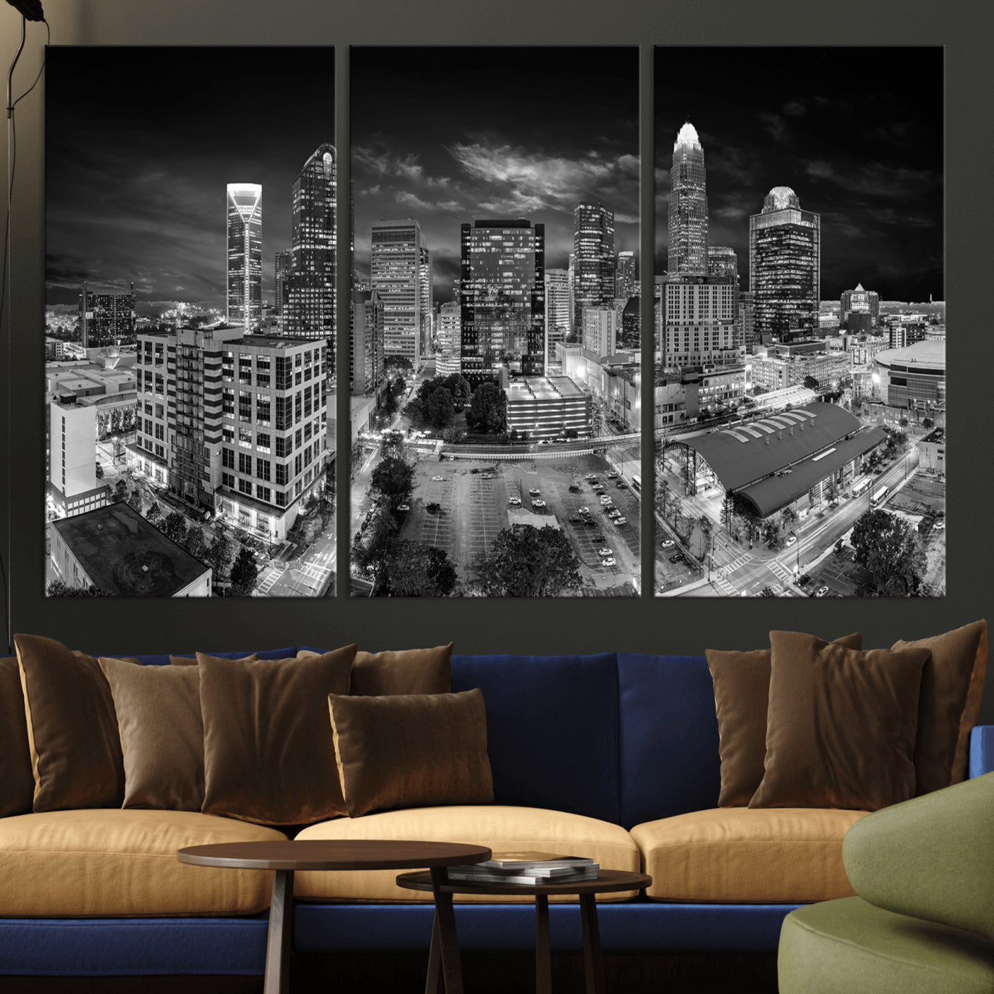 60105075-MGV-CV-36X24 - Charlotte Skyline Canvas Wall Art Print – North Carolina Cityscape Photography Print