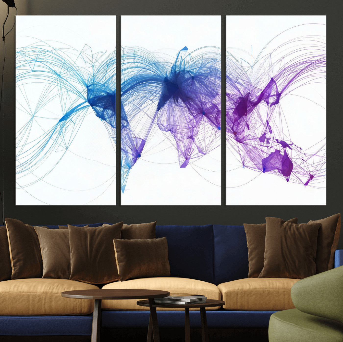 75155491-MGV-CV-48X32-3P - Global Flight Routes Map Canvas Wall Art, Worldwide Aviation Network Print, International Air Travel Wall Decor