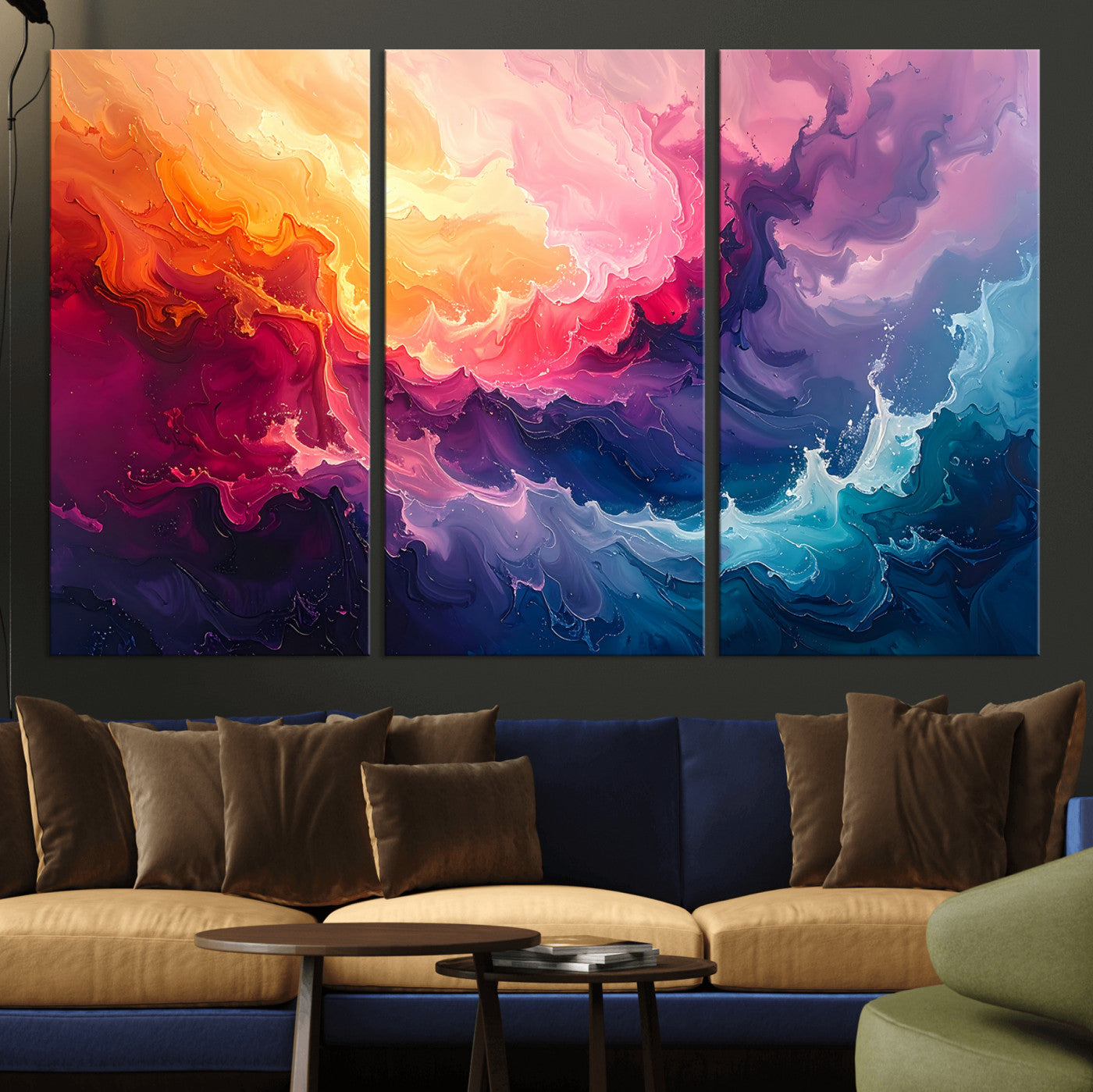 16157633-MGV-CV-36X24 - Large Colorful Abstract Canvas Wall Art Print, Vibrant Popup Color Art Print