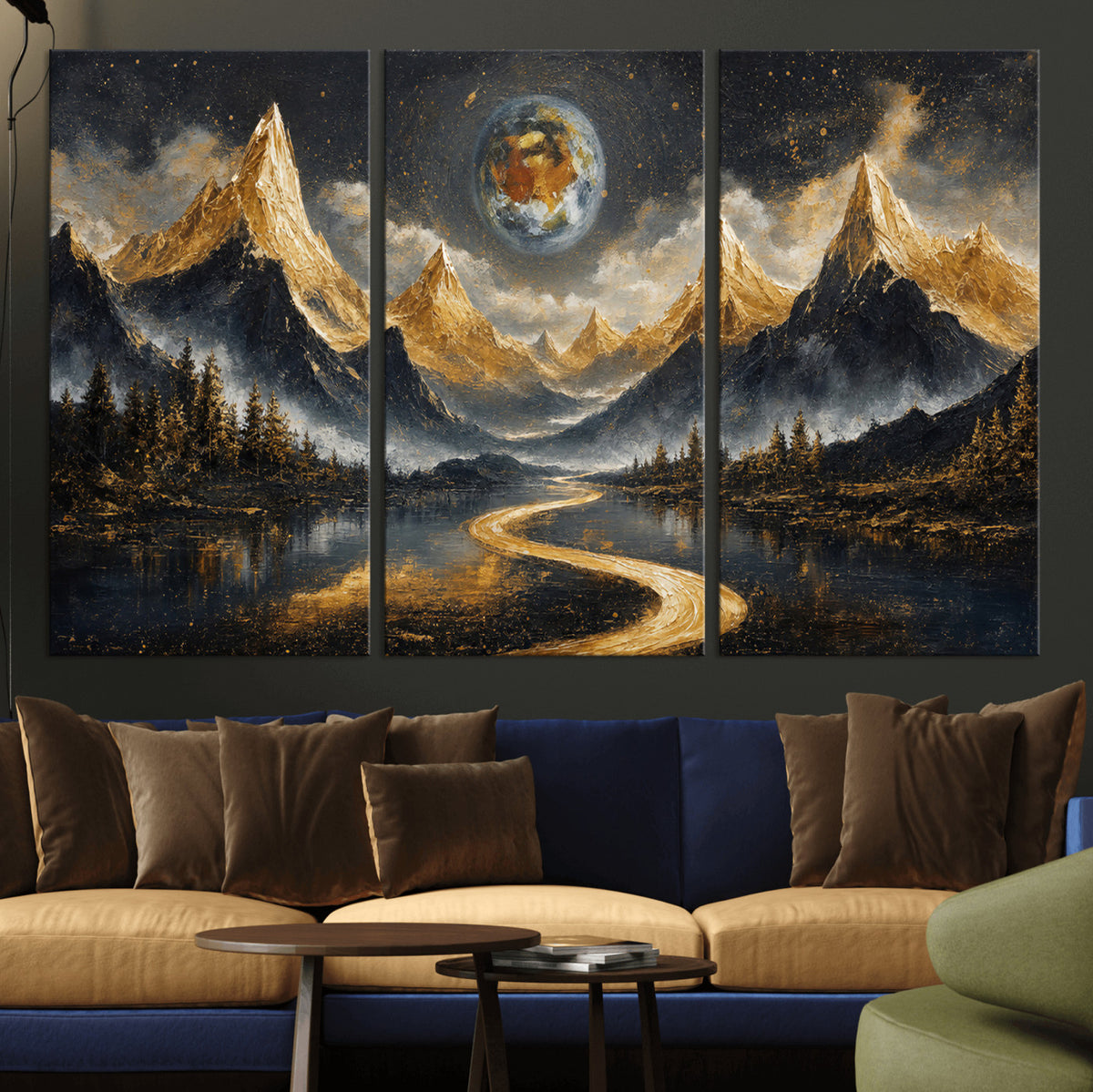 34202127-MGV-CV-36X24 - Abstract Mountain Wall Art Canvas Print Modern Landscape Painting Print