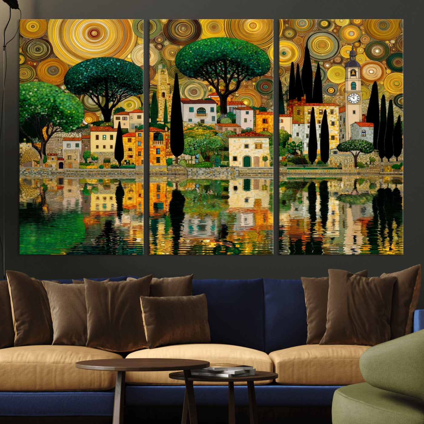 93010897-MGV-CV-36X24 - Gustav Klimt Golden Cityscape Wall Art Canvas Print,