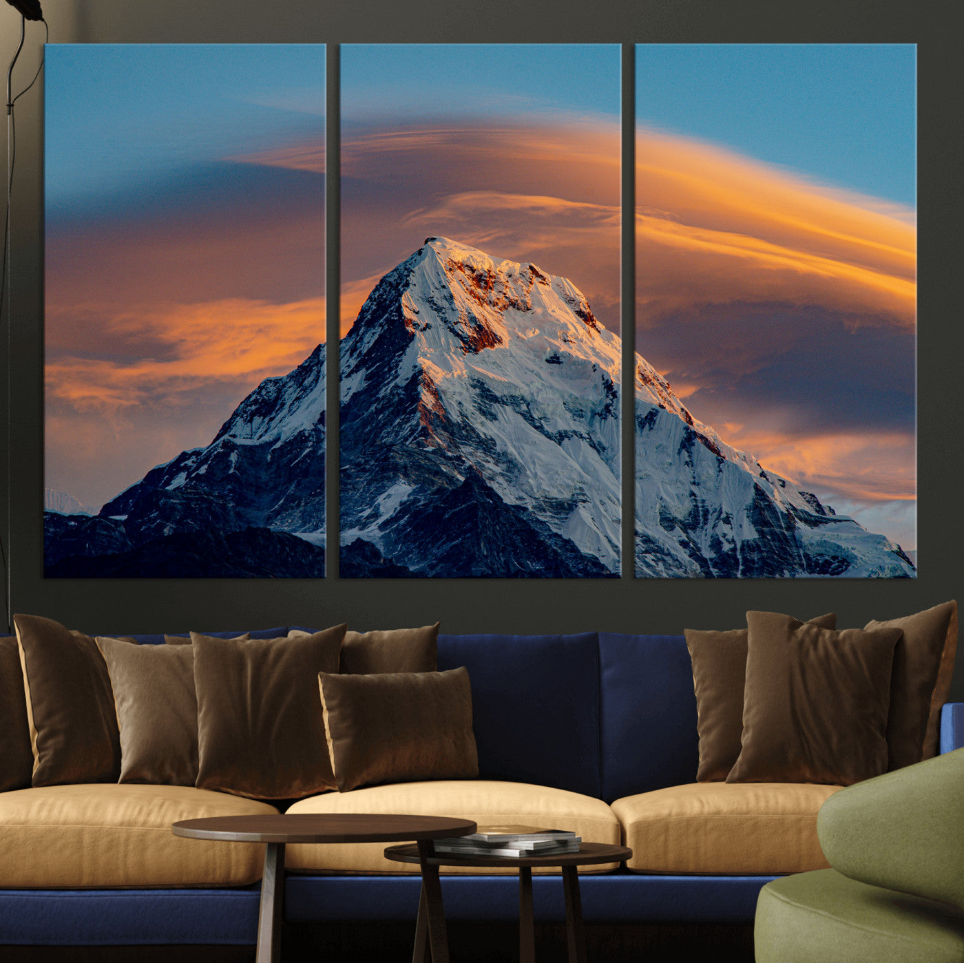 73810927-MGV-CV-36X24 - Snow Mountain Canvas Wall Art Print | Alpine Peak Landscape, Winter Nature Photography, Large Mountain Decor