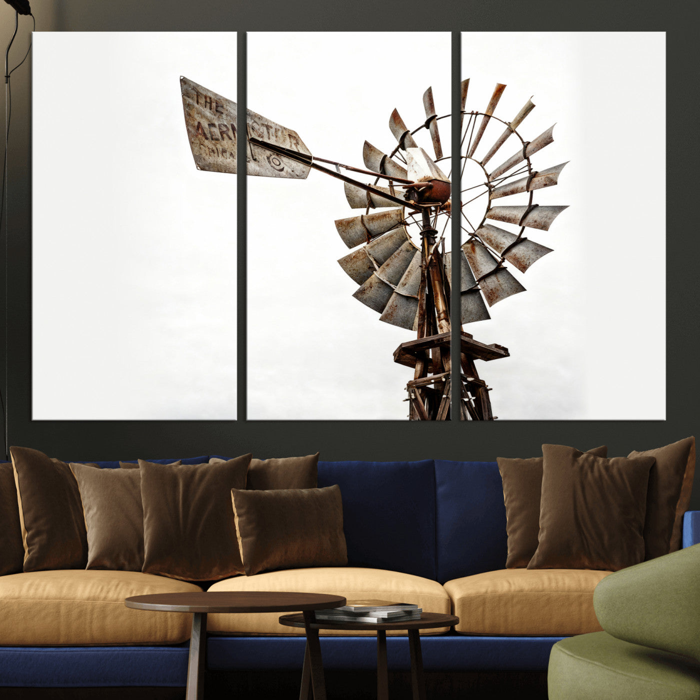 99806928-MGV-CV-36X24 - Rustic Farmhouse Windmill Canvas Wall Art Vintage Western Farmhouse Print
