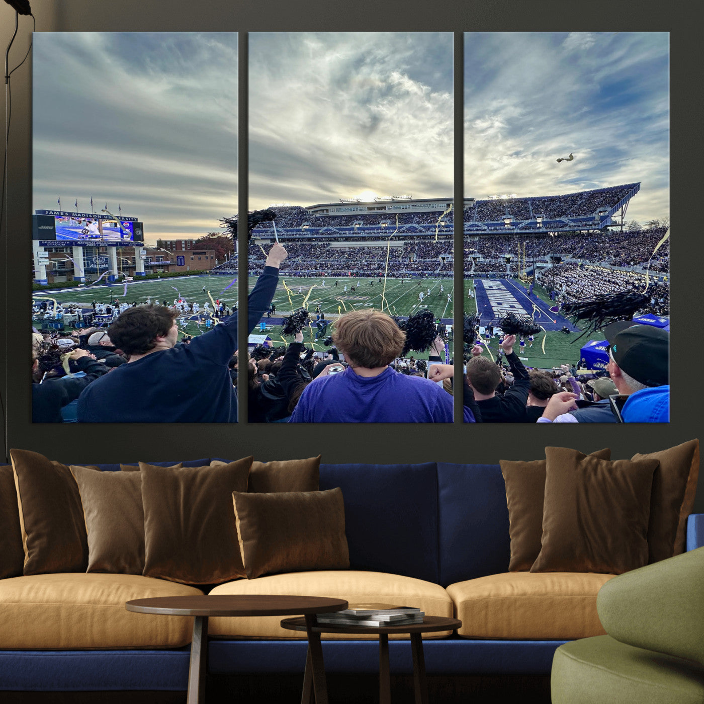 400867JMU-MGV-CV-36X24 - JMU Stadium Wall Art Canvas Print for Game Room Decor - James Madison University Stadium