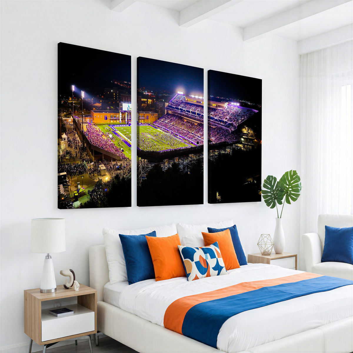 400867JMU2-MGV-CV-36X24 - JMU Stadium Wall Art Canvas Print for Game Room Decor - James Madison University Stadium