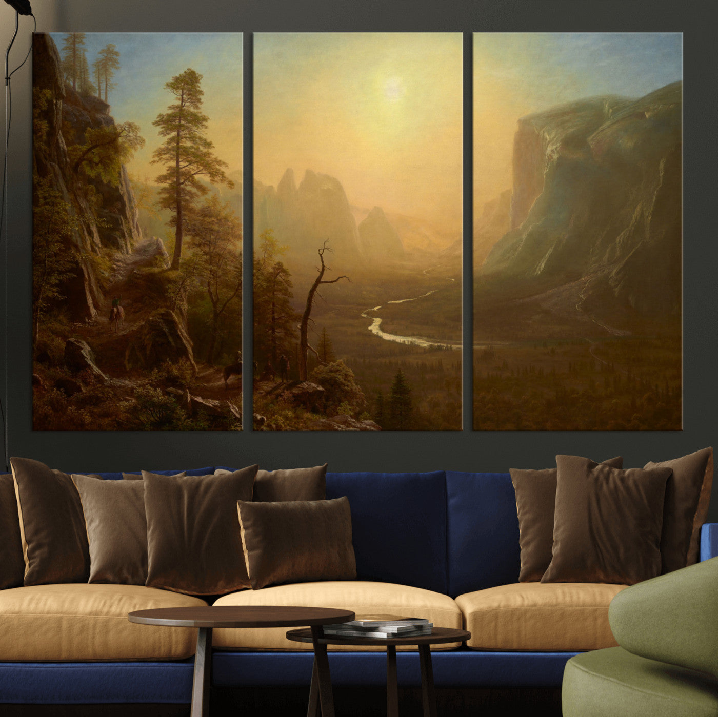 32350988-MGV-CV-36X24 - Albert Bierstadt Among the Sierra Nevada California Yosemite Wall Art Canvas Print, Classic Fine Art Painting Print