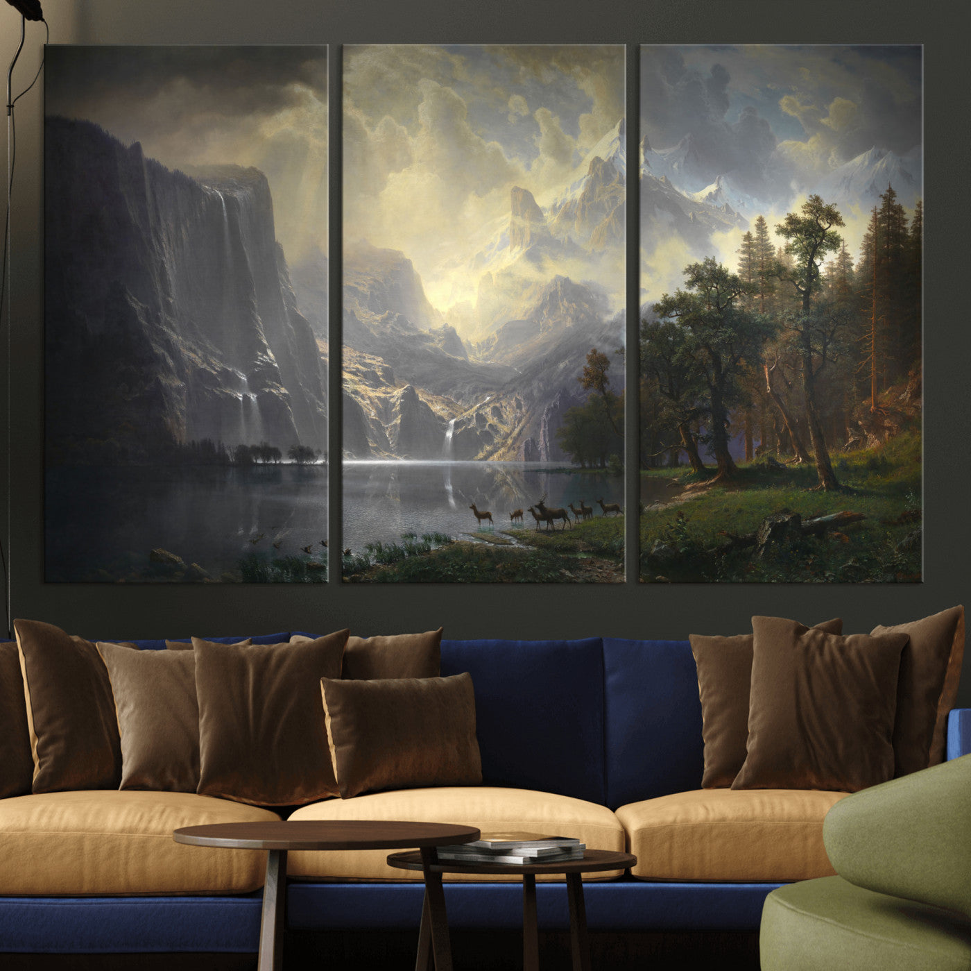 88679214-MGV-CV-36X24 - Albert Bierstadt Among the Sierra Nevada California Yosemite Wall Art Canvas Print, Classic Fine Art Painting Print