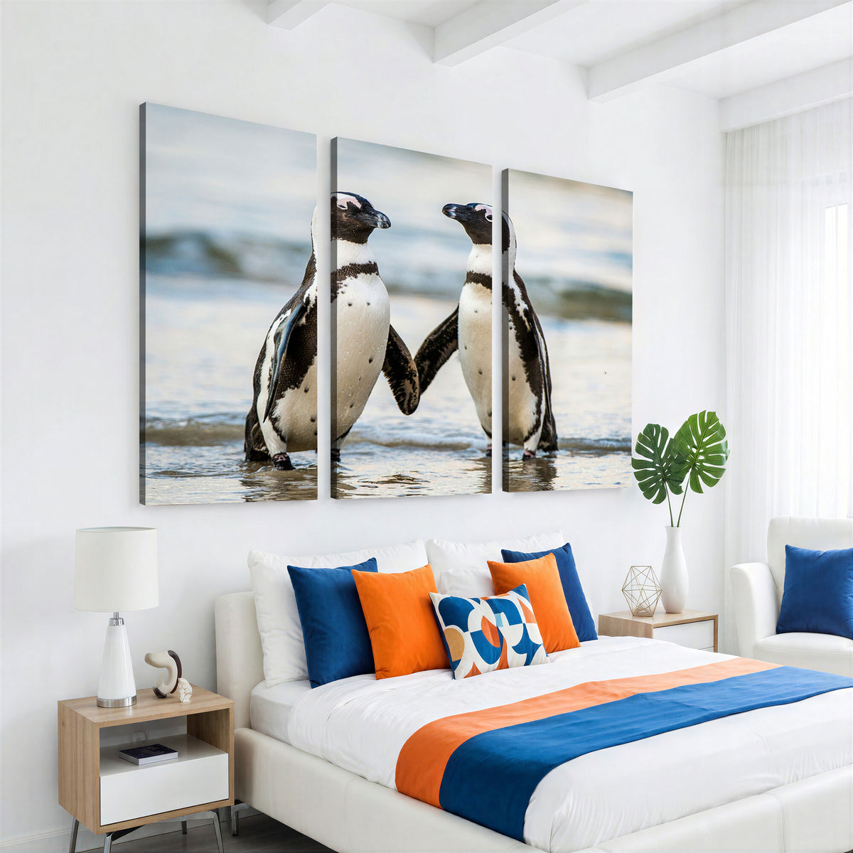 64870405-MGV-TP-30X20 - African Penguins Boulders Beach Wall Art Canvas Print, Cute Penguin Couple Photo Print