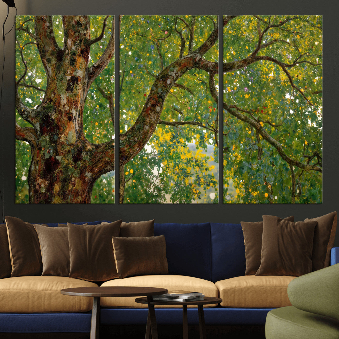 23663535-MGV-CV-36X24 - Vintage Summer Forest Green Tree Wall Art Canvas Print, Lush Leaves Impressionist Painting Print
