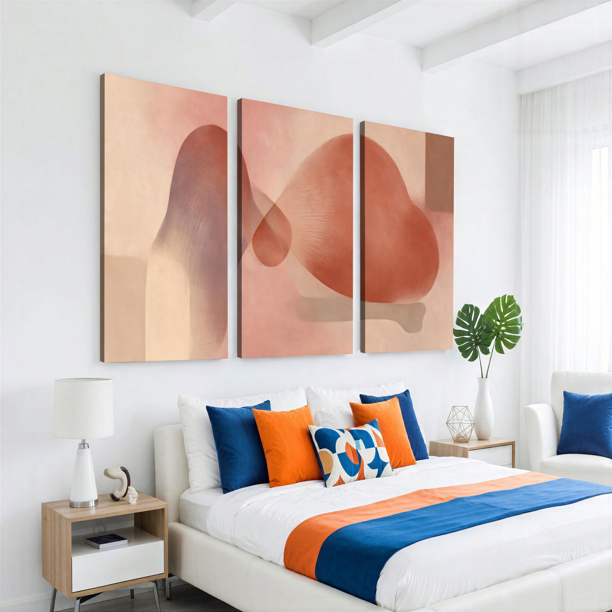 85110643-MGV-CV-36X24 - Vinna Begin Calin Biomorphic Abstract Wall Art Canvas Print, Terracotta Pink Organic Shapes